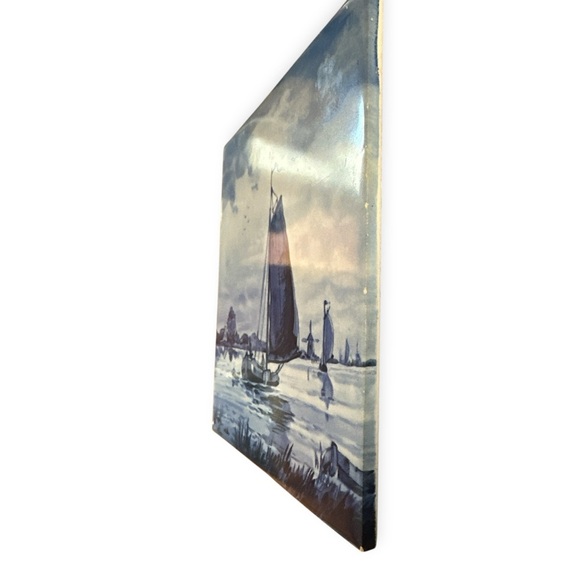 VTG Sphinx MAASTRICHT Delft Tile Blue and White Painting of Netherlands scenery - Picture 3 of 3